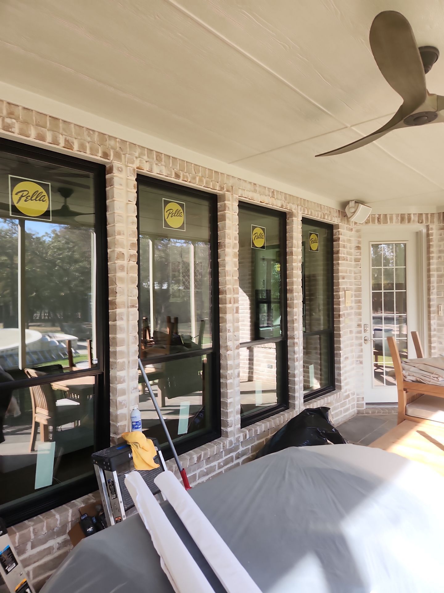 Patio windows being installed